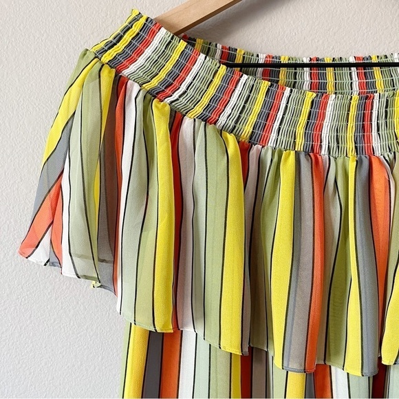 CAbi #5389 Maravilla Carnival Striped Off-the-Shoulder Top Colorful Size Medium - Picture 7 of 14